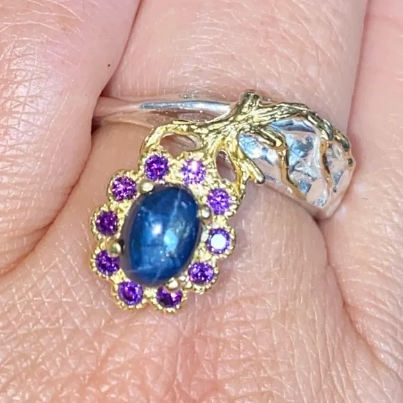 Classy Genuine Blue Star Sapphire Ring - Picture 3 of 11